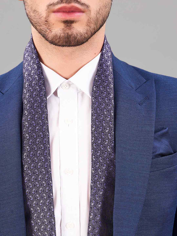Blue Paisley Reversible Stole & Pocket Square Set - TOSSIDO