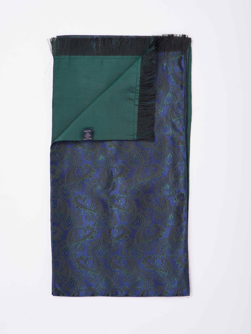 Blue Paisley Reversible Stole & Pocket Square Set - TOSSIDO