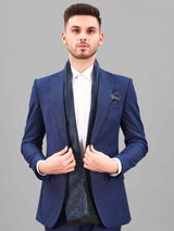 Blue Paisley Reversible Stole & Pocket Square Set - TOSSIDO