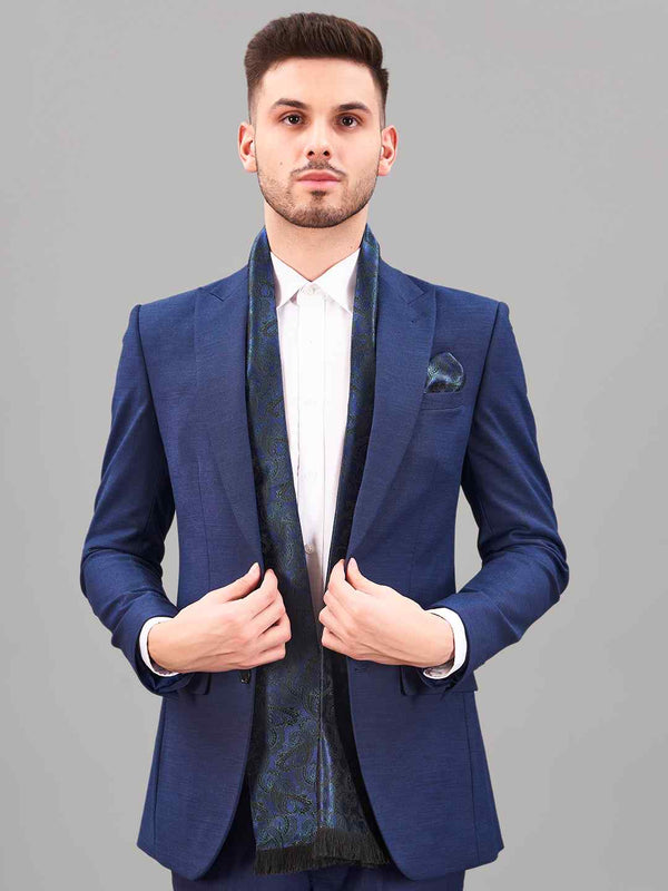 Blue Paisley Reversible Stole & Pocket Square Set - TOSSIDO