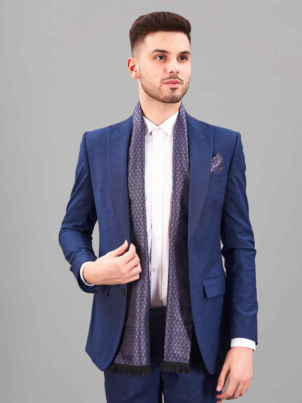 Blue Paisley Reversible Stole & Pocket Square Set - TOSSIDO