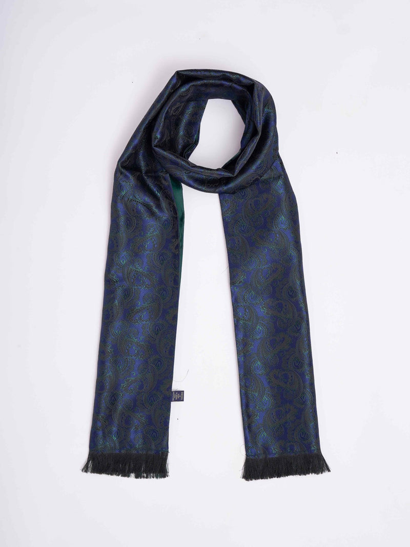 Blue Paisley Reversible Stole & Pocket Square Set - TOSSIDO