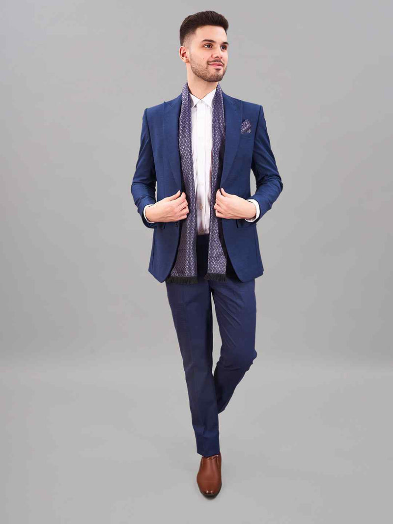 Blue Paisley Reversible Stole & Pocket Square Set - TOSSIDO