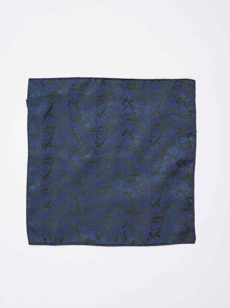 Blue Paisley Reversible Stole & Pocket Square Set - TOSSIDO