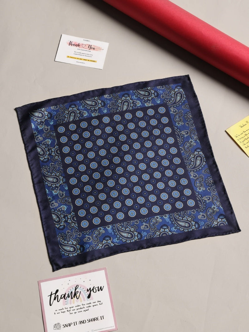 Blue Paisley Silk Pocket Square - TOSSIDO