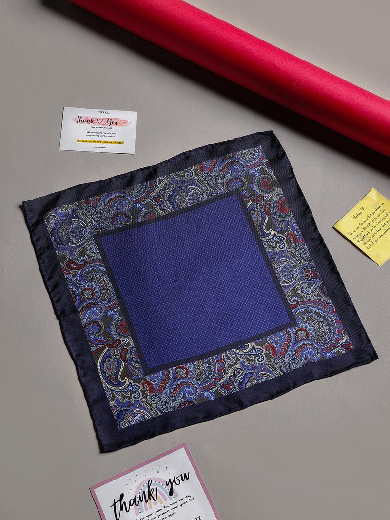 Blue Paisley Silk Pocket Square - TOSSIDO