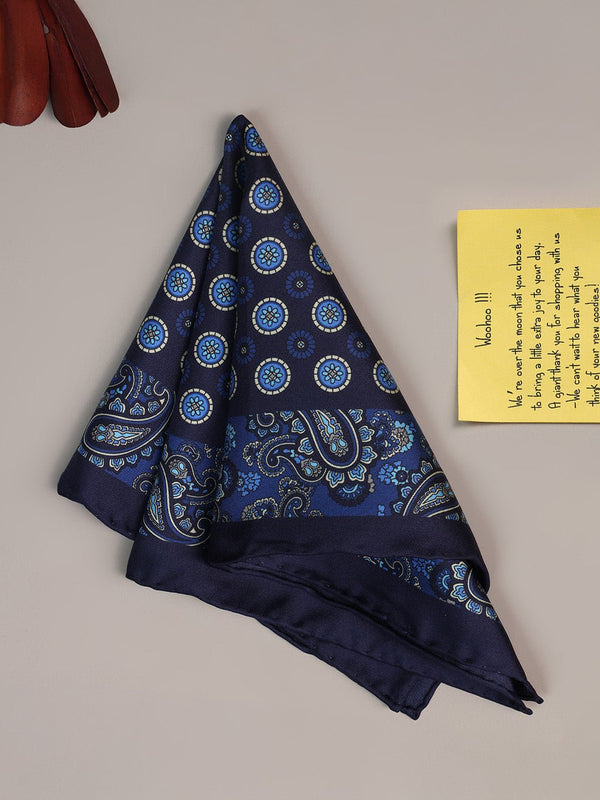 Blue Paisley Silk Pocket Square - TOSSIDO