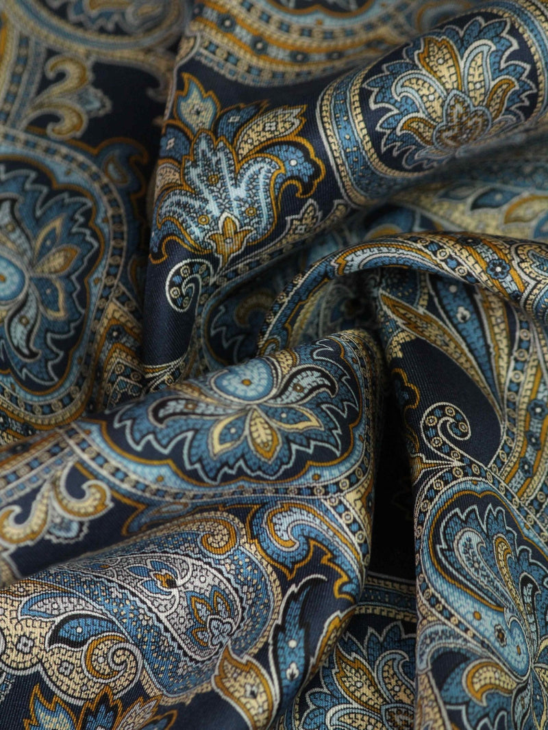 Blue Paisley Silk Pocket Square - TOSSIDO