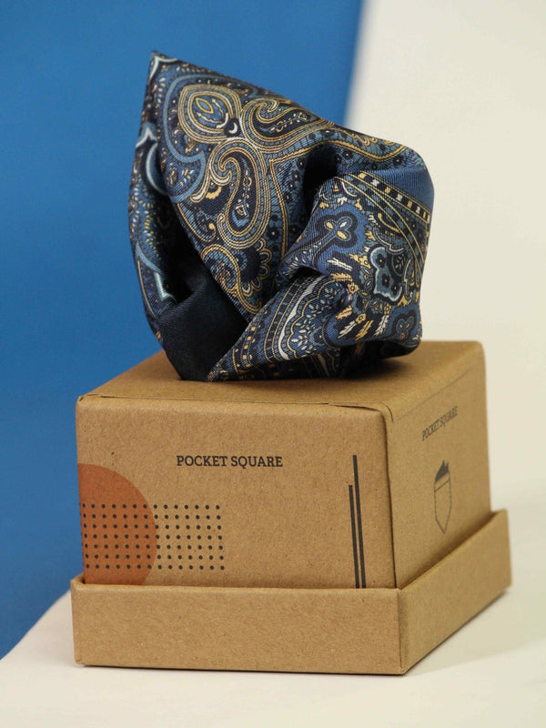 Blue Paisley Silk Pocket Square - TOSSIDO