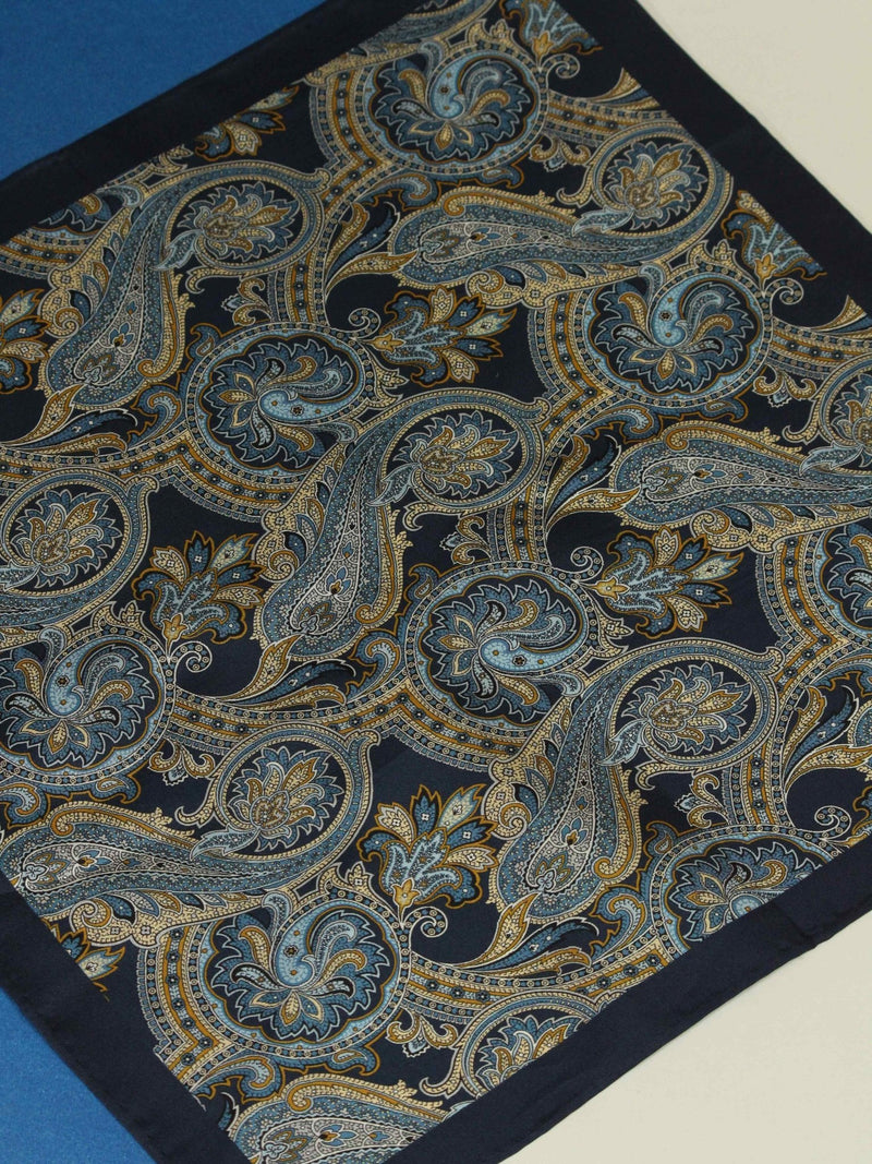 Blue Paisley Silk Pocket Square - TOSSIDO