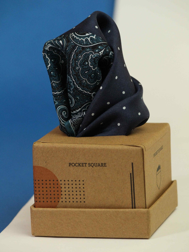 Blue Paisley Silk Pocket Square - TOSSIDO
