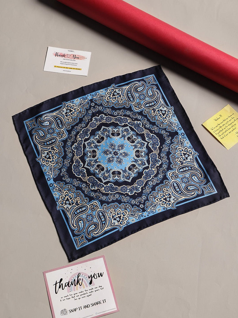 Blue Paisley Silk Pocket Square - TOSSIDO