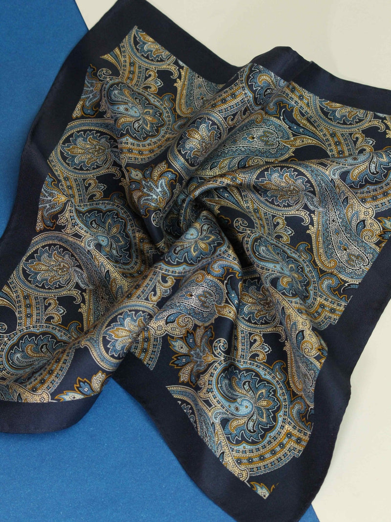 Blue Paisley Silk Pocket Square - TOSSIDO
