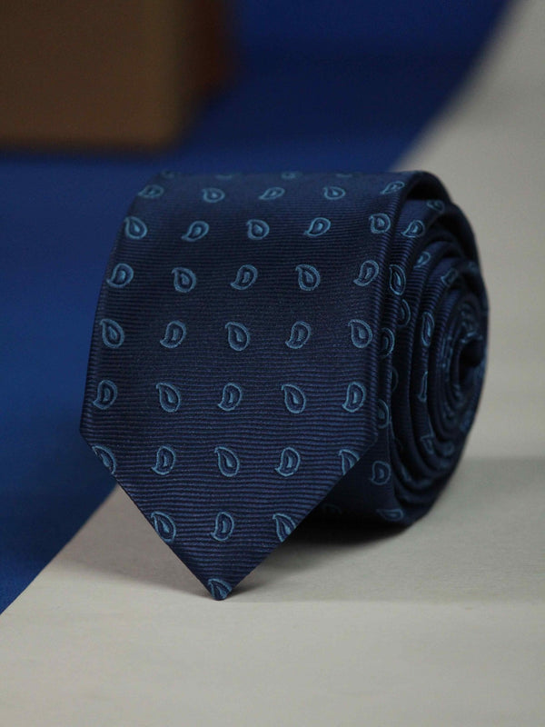 Blue Paisley Skinny Necktie - TOSSIDO