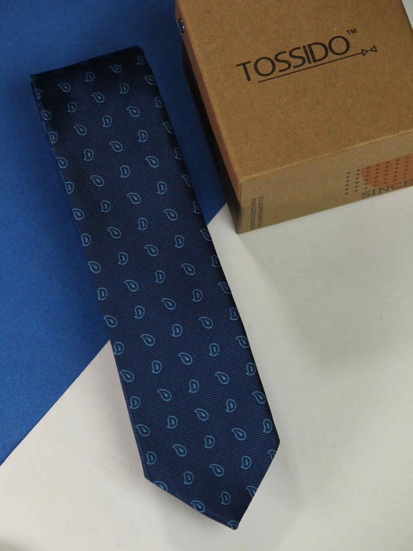 Blue Paisley Skinny Necktie - TOSSIDO