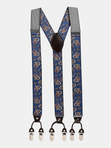 Blue Paisley Suspender with Vegan Leather Patch - TOSSIDO