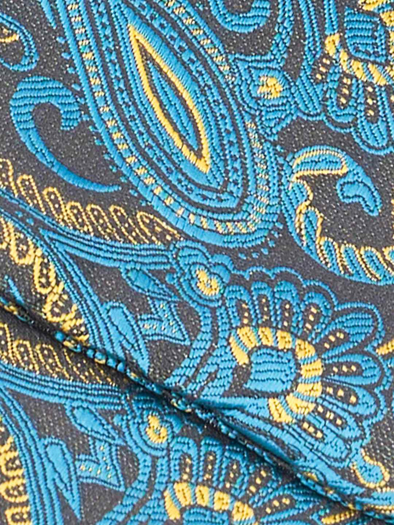 Blue Paisley Woven Ascot & Pocket Square - TOSSIDO