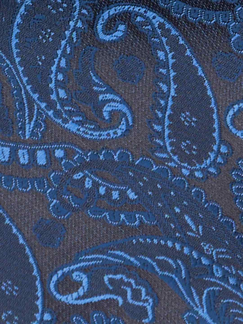 Blue Paisley Woven Ascot & Pocket Square - TOSSIDO