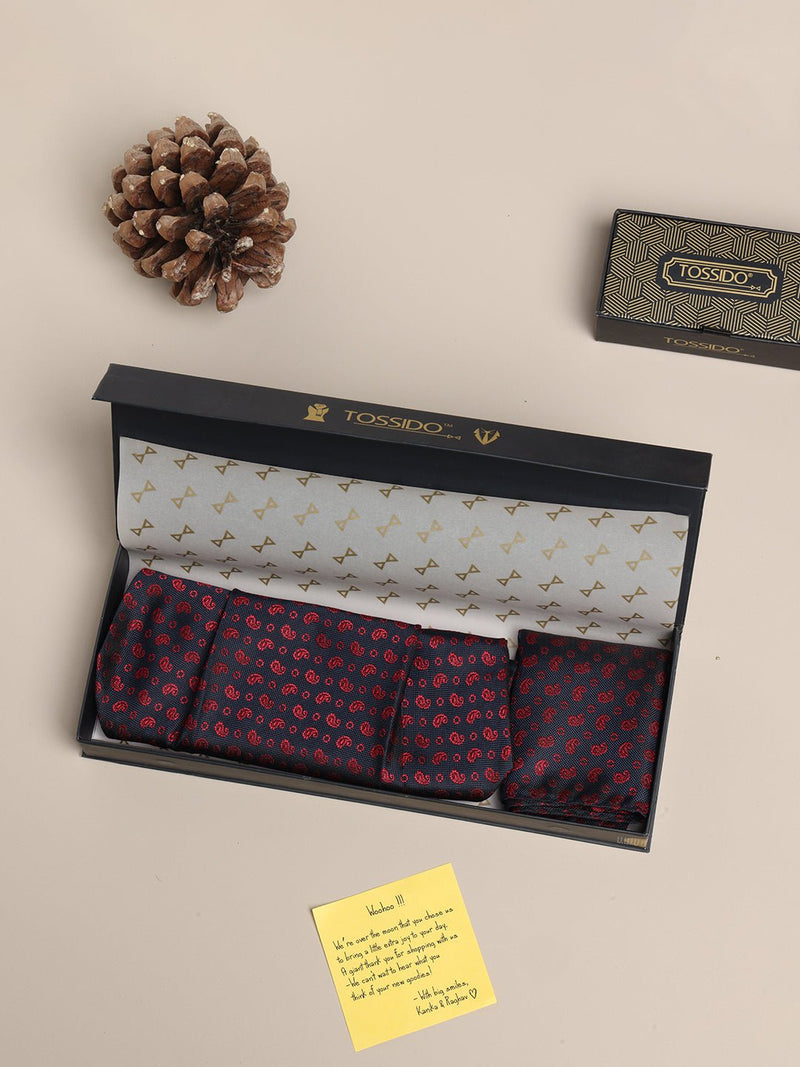 Blue Paisley Woven Cravat & Pocket Square Set - TOSSIDO