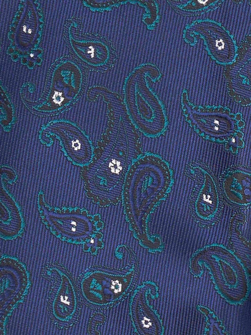 Blue Paisley Woven Cravat & Pocket Square Set - TOSSIDO