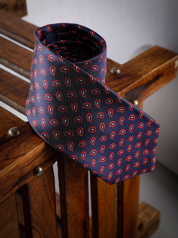 Blue Paisley Woven Long Necktie - TOSSIDO
