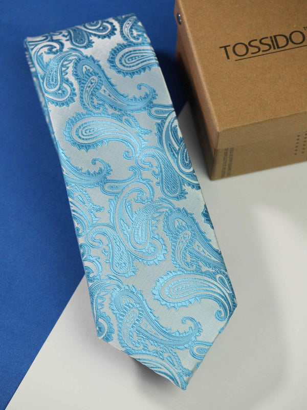 Blue Paisley Woven Necktie - TOSSIDO