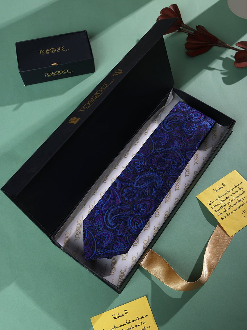 Blue Paisley Woven Necktie - TOSSIDO