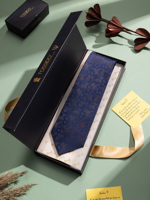 Blue Paisley Woven Necktie - TOSSIDO