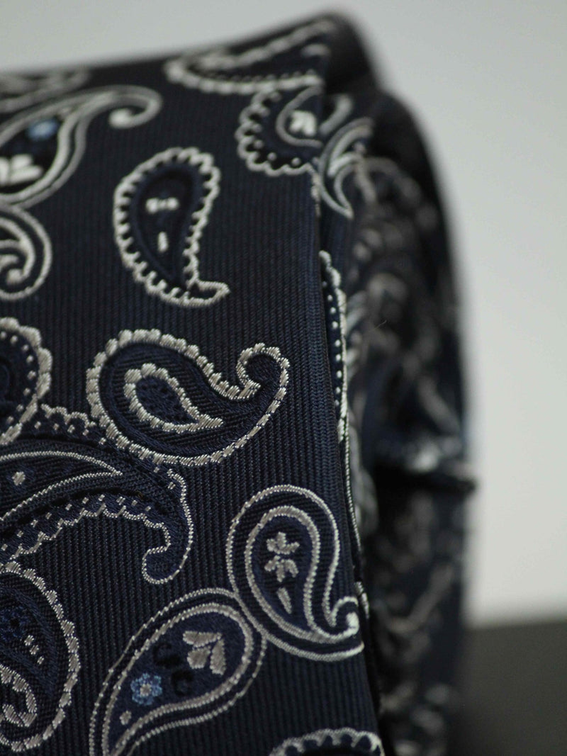 Blue Paisley Woven Silk Necktie - TOSSIDO