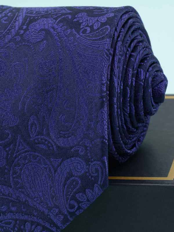 Blue Paisley Woven Silk Necktie - TOSSIDO