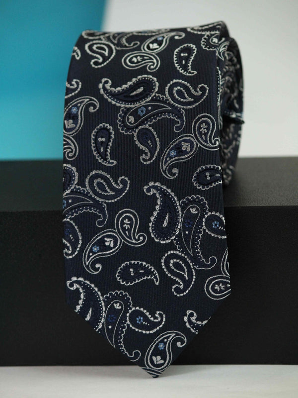 Blue Paisley Woven Silk Necktie - TOSSIDO
