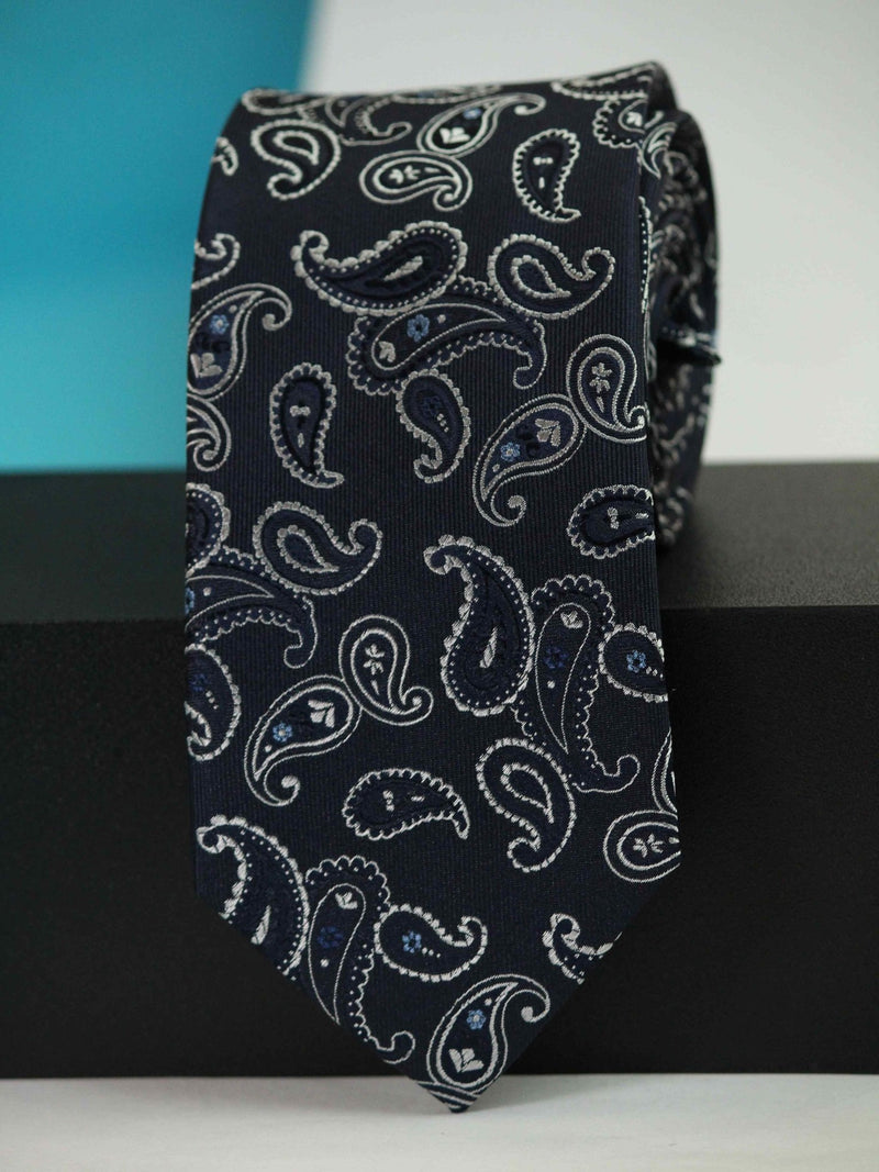 Blue Paisley Woven Silk Necktie - TOSSIDO
