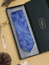 Blue Paisley Woven Silk Necktie - TOSSIDO