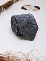 Blue Paisley Woven Silk Necktie - TOSSIDO