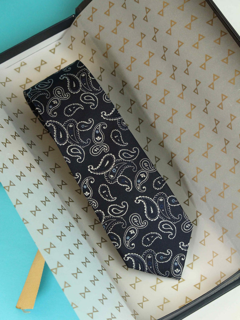 Blue Paisley Woven Silk Necktie - TOSSIDO