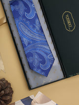 Blue Paisley Woven Silk Necktie - TOSSIDO