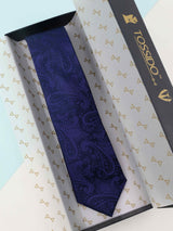 Blue Paisley Woven Silk Necktie - TOSSIDO