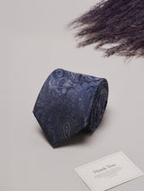 Blue Paisleys Teflon Silk Necktie - TOSSIDO