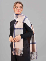 Blue & Pink Check Woolen Muffler - TOSSIDO
