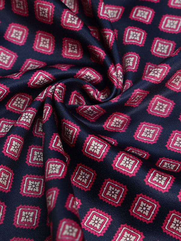 Blue & Pink Geometric Pocket Square - TOSSIDO