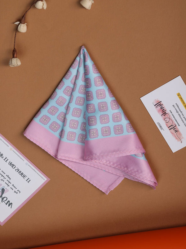 Blue & Pink Geometric Pocket Square - TOSSIDO