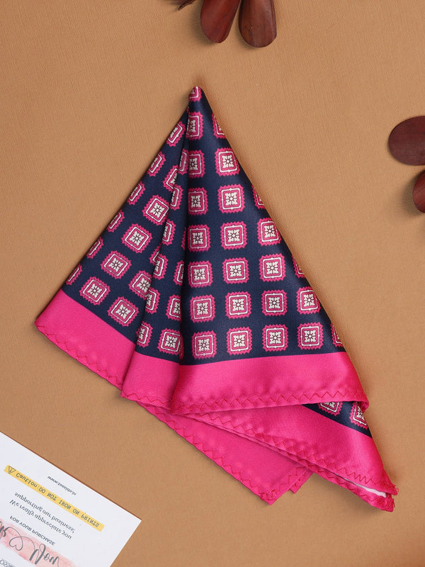 Blue & Pink Geometric Pocket Square - TOSSIDO