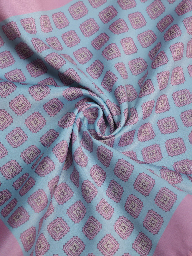 Blue & Pink Geometric Pocket Square - TOSSIDO