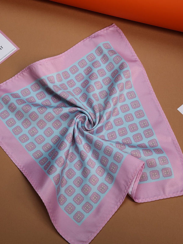 Blue & Pink Geometric Pocket Square - TOSSIDO