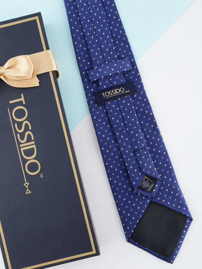 Blue Polka Broad Necktie - TOSSIDO