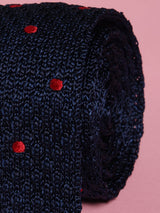 Blue Polka Knitted Silk Necktie - TOSSIDO