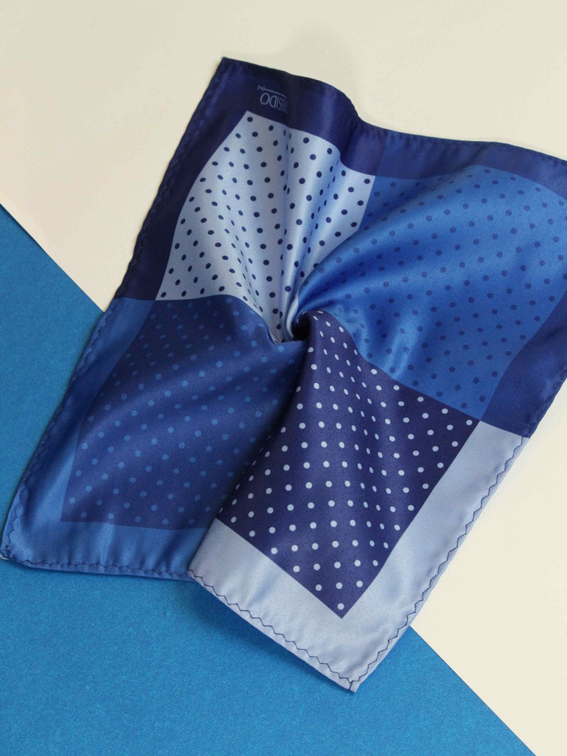 Blue Polka Printed Pocket Square - TOSSIDO