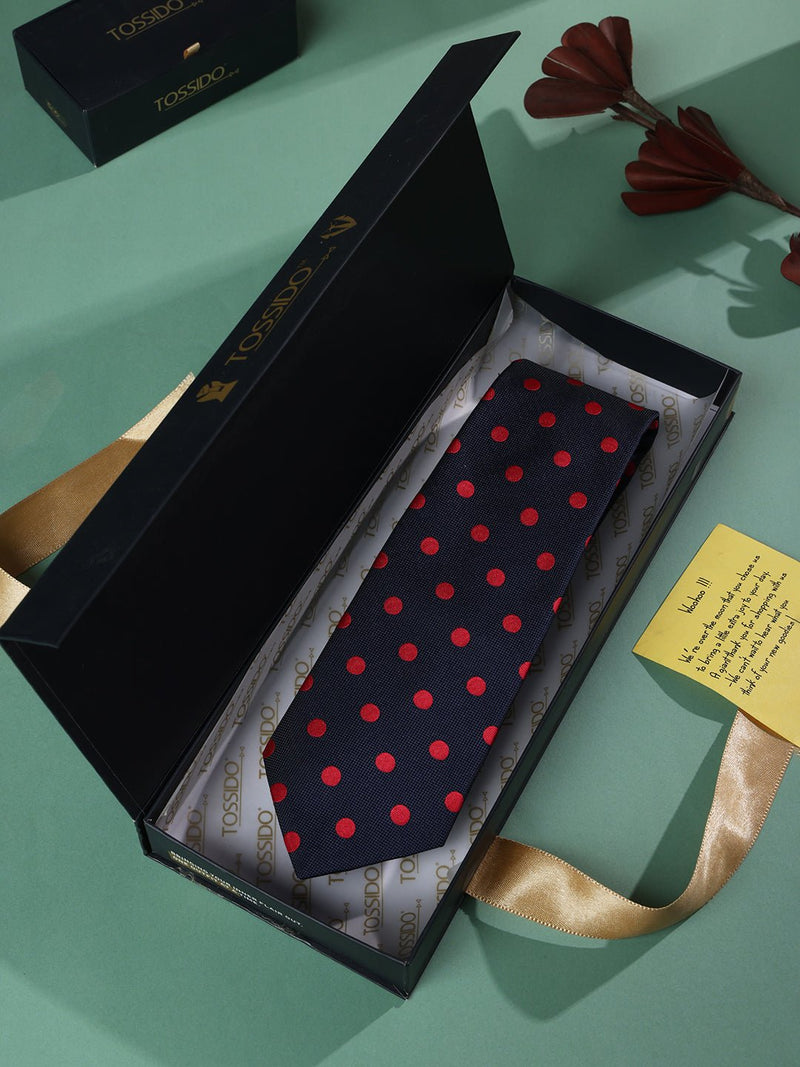 Blue Polka Woven Necktie - TOSSIDO