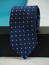Blue Polka Woven Silk Necktie - TOSSIDO