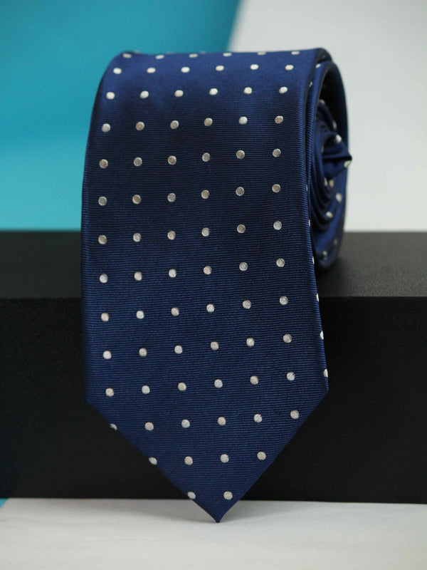 Blue Polka Woven Silk Necktie - TOSSIDO